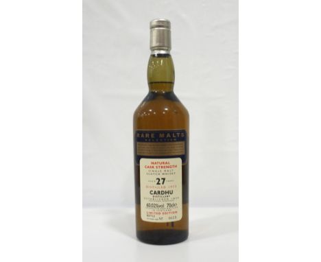 CARDHU 27Y0 RARE MALTSA rare bottle of the Cardhu 27 Year Old Single Malt Scotch Whisky distilled in 1973 and bottled in 2000