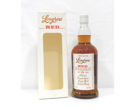 LONGROW RED 11YOAn unusual bottle of Longrow Red 11 Year Old Single Malt Scotch Whisky.  70cl.  53.7% abv.  This bottling fro