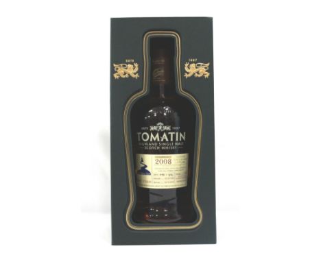 TOMATIN 2008 SINGLE CASKA beautifully presented bottle of the Tomatin 2008 Single Cask Single Malt Scotch Whisky.  700ml.  59