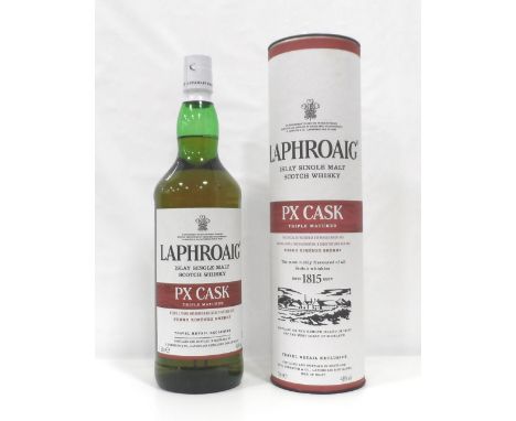 LAPHROAIG PX CASK A large bottle of Laphroaig PX Cask Single Malt Scotch Whisky.  1 Litre.  48% abv.  Level mid-neck.  In ori