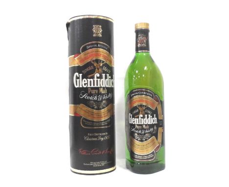 GLENFIDDICH PURE MALT SCOTCH WHISKYA bottle of the Glenfiddich Special Old Reserve Pure Malt Scotch Whisky.  1 Litre.  43% ab