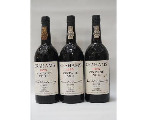 GRAHAMS 1975 VINTAGE PORTA trio of bottles of Vintage Port from the renowned W & J Graham, Oporto.  Grahams 1975 Vintage Port