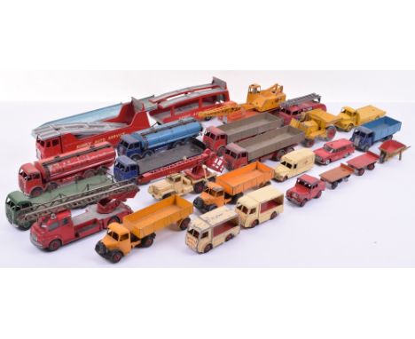 A Selection of Playworn Dinky Toy  Commercials, Mobil Gas Foden, 956 Turntable Fire Escape, 955 Fire engine, Foden, Foden Fla