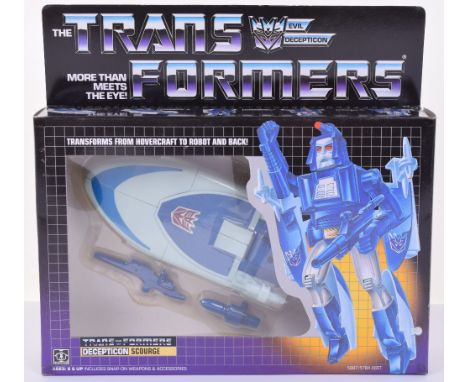 Boxed Hasbro G1 Transformers Deception ‘Scourge’ 1986 issue, transforms from hovercraft to robot and back! In mint boxed comp