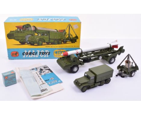 Scarce Corgi Major Toys Gift Set No 9 Corporal Missile Erector Vehicle, Launcher and International 6x6 Army Truck, models are