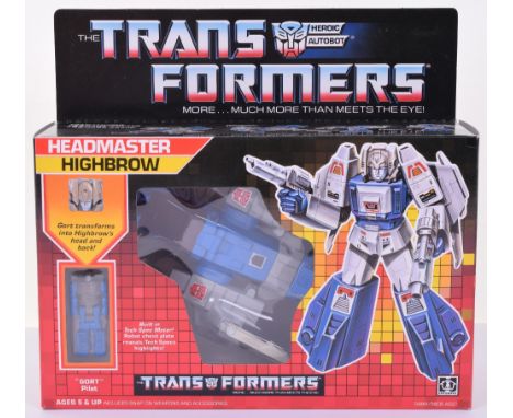 Boxed Hasbro G1 Transformers Headmaster ‘Highbrow’ with"Gort" pilot-1986 issue, transforms from helicopter to robot and back 