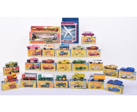 Quantity Of Boxed Matchbox Regular/Superfast Models, including regular wheels 3 Mercedes Benz Ambulance, 16 Case Tractor, 33 