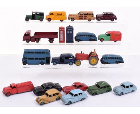 Twenty Playworn/Repainted  Dinky Toys, including 27f Estate car, 139a Ford Fordor, 40b Triumph, 40d Austin Devon, 2x 40j/161 