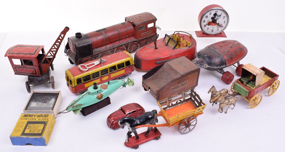 Various Tinplate Toys, French Lithographed Nord Locomotive And Tender 