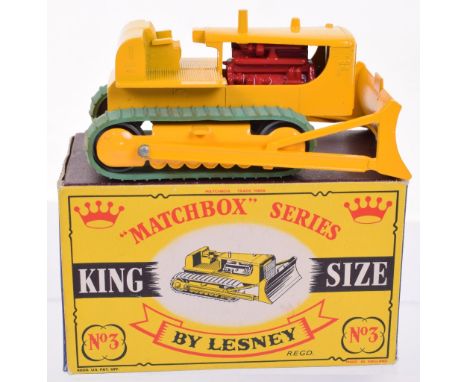 Matchbox Series King Size K-3  1st issue Caterpillar D.9. Bulldozer, yellow body, red engine, metal rollers, complete with ru