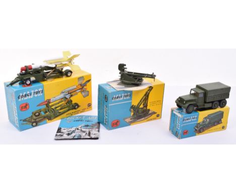 Corgi Major Toys 1109 Bristol Bloodhound Guided Missile on Loading Trolley, green trolley, yellow/white missile (red rubber n