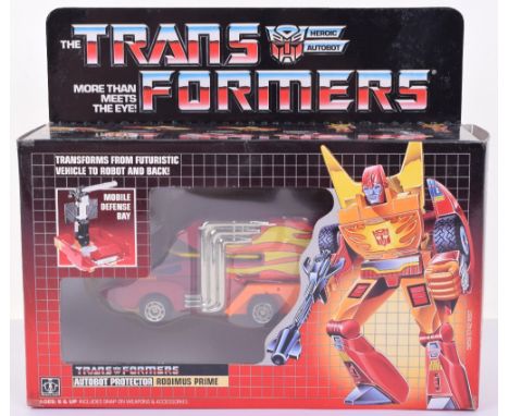 Boxed Hasbro G1 Transformers Autobot Protector ‘Rodimus Prime’ 1986 issue, transforms from futuristic vehicle to robot and ba