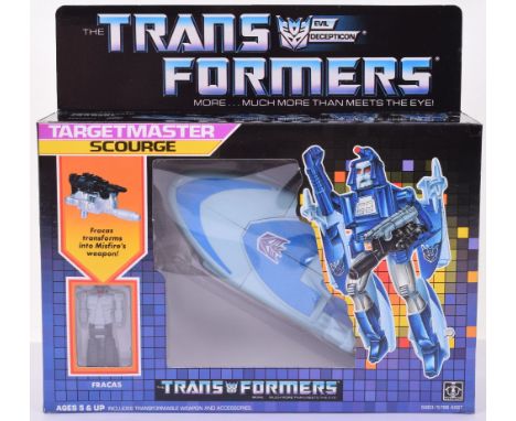 Boxed Hasbro G1 Transformers Target Master ‘Scouge’ 1986 issue, transforms from jet to robot and back in mint complete unused