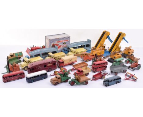 An Assortment of Playworn Dinky Die-Cast Commercial and Agriculture Models, including boxed 961 Blaw Knox Bulldozer, model is