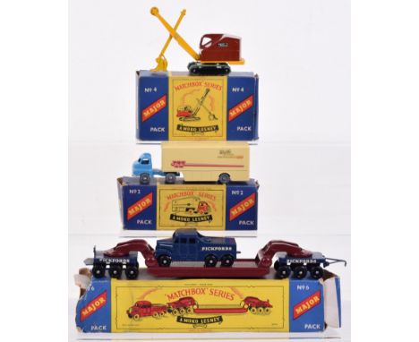 Three Matchbox Major Packs, no 2 Bedford Articulated Truck, Walls Ice cream ,metal wheels, No 4 Ruston Bucyrus Excavator with