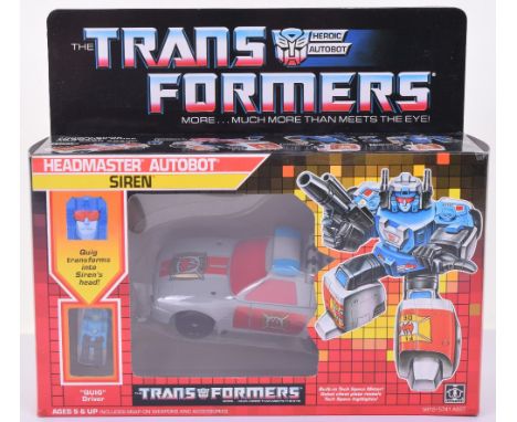 Boxed Hasbro G1 Transformers Headmaster Autobot ‘Siren’ 1987 issue, transforms from fire chief to robot and back again! In mi