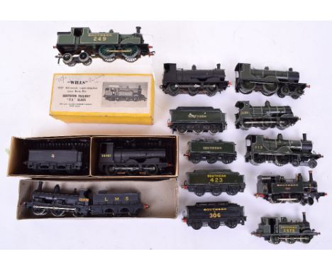 Nine Kit built 00 gauge white metal steam locomotives and other trains, 3-rail electric, seven Southern locomotives, 4-4-0 en