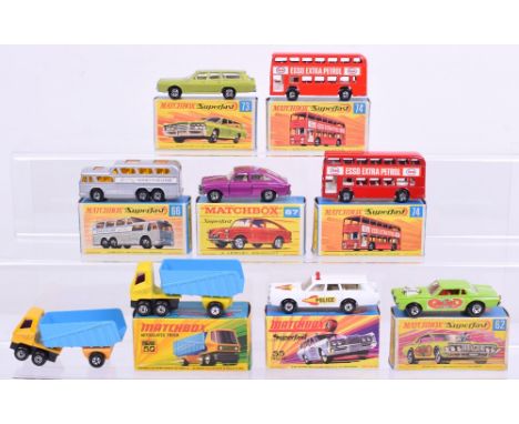 Matchbox nine Superfast Models, rare 50b Articulated Truck with LIGHT Yellow body (unboxed standard issue model with Dark yel