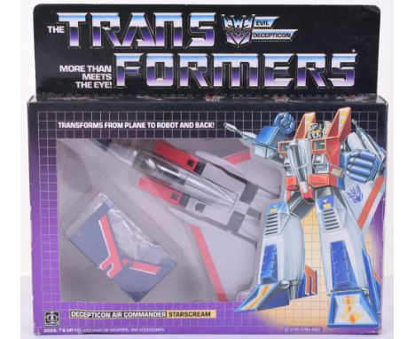 Boxed Hasbro G1 Transformers Deception Air Commander  ‘Starscream’ 1984 issue, transforms from plane to robot and back, in mi