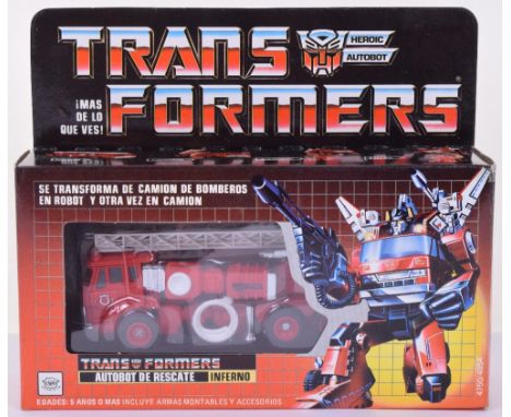 Boxed IGA G1 Transformers Autobot Search & Rescue ‘Inferno’  1985 Mexico issue, transforms from fire truck to robot and back.