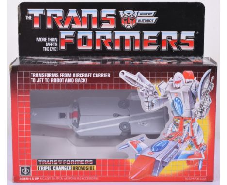 Boxed Hasbro G1 Transformers Triple Changer ‘Broadside’ 1986 issue, transforms from aircraft carrier to jet to robot and back
