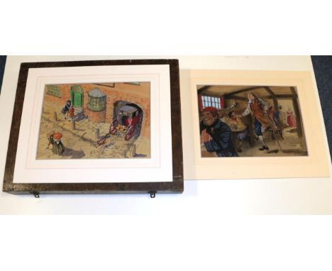 Worsley, John Two original story board illustrations for the 1972 Anglia Television adaptation of Treasure Island, watercolou