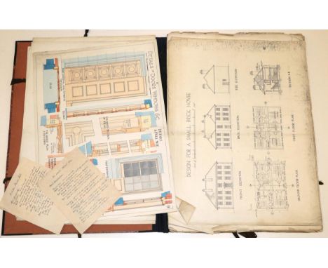 Hunt, S[?imeon].G.W. A folder of c.30 architectural drawings, plans, elevations and figures, signed S.G.W. Hunt (5, Lancaster