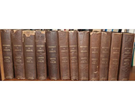 Grote, George A History of Greece. John Murray, 1846-1856. 8vo (12 vols). Org. cloth; 18 maps (13 folding), 1 port. frontis. 