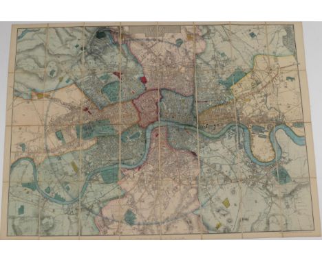 Davies, B[enjamin] R[ees] (eng.) Map of London with its Postal Subdivisions. Edward Stanford, 1857. Hand-coloured lithographi