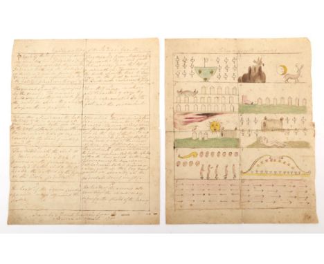 Indian Gazette [America] Manuscript copy of ''An Indian Gazette'', J. Whatman handmade paper, 1821, two sheets, folded, MSS o