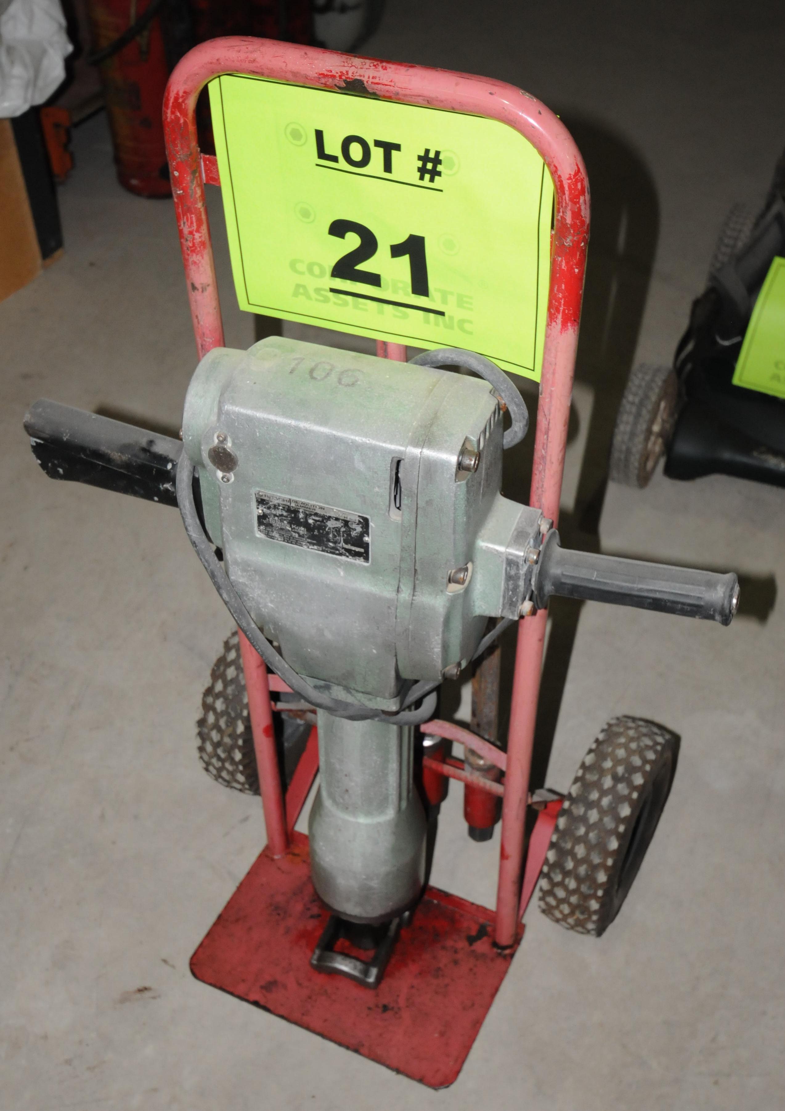 HITACHI KOKI H85 ELECTRIC JACK HAMMER WITH 110V, 1300W, CARRY CART AND