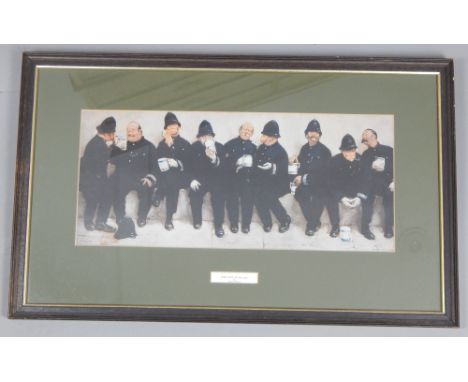 A framed Lawson Wood print, 'Nine Pints of the Laws', 23 x 53cm. (2)