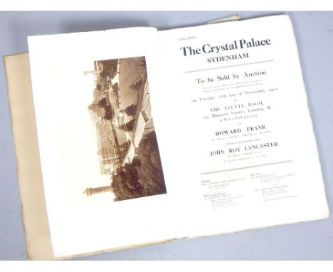 The Crystal Palace, Sydenham, first edition folio of the auction catalogue to take place in 1911, 50 photogravure plates many