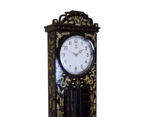 Moathe - German chinoiserie-decorated chiming longcase clock, 199.5cm high