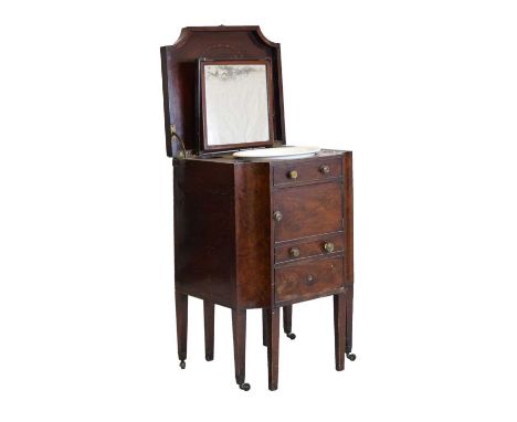 Regency mahogany commode, interior fitted with ceramic basin, 57cm wide x 54cm deep x 91cm high.