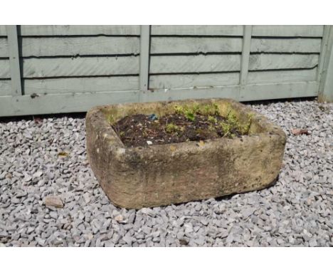 Composite stone rectangular garden trough, 15.5cm x 49.5cm x 34cm approx.