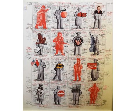After Grisha Bruskin (Russian) - silkscreen print, 75cm x 57.5cm approx. 