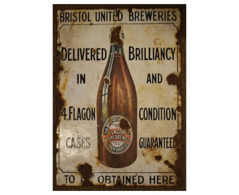 Advertising - 20th Century Bristol United Breweries enamel advertising sign, 44cm x 31cmCondition report: Loss of enamel and 