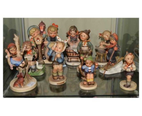 Group of Hummel figures to include; Out of Danger, Apple Tree Boy, Boy With Toothache etc. 