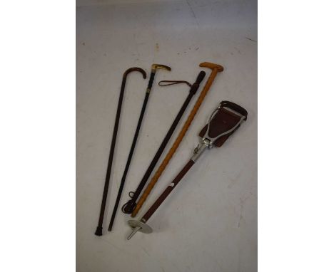 Antique shooting stick and sundry sticks