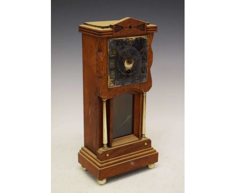 Jugenstil or Secessionist mantel clock, of miniature longcase form, 33cm high