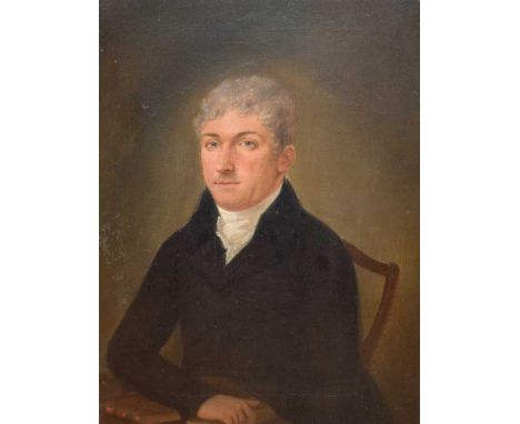 Early 19th Century English School- oil on canvas, portrait of a gentleman, 28cm x 20cm, framed.Condition report: Loss of pain