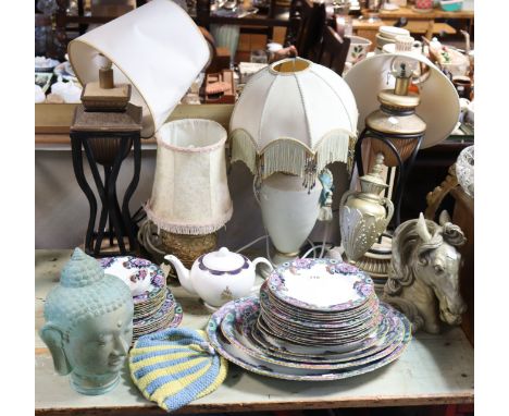 Four table lamp bases; &amp; various gilt-metal &amp; composition figure ornaments, etc.