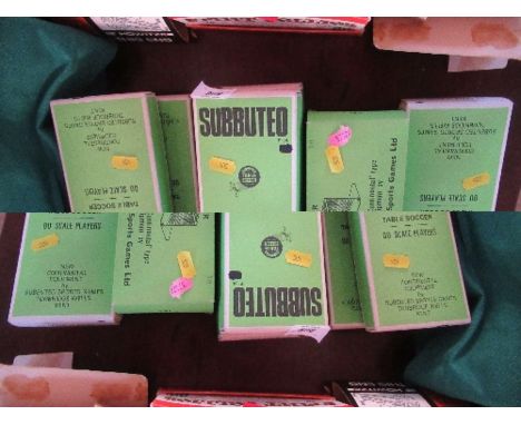 A collection of six boxed Subbuteo teams, together with pitch cloth, and box to include goals and ball,&nbsp;painted numbers 