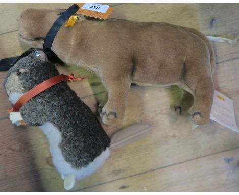 A Steiff hippopotamus together with a Steiff Beaver