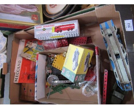 A box of assorted Meccano items,&nbsp; together with Aston Martin DB5 model, Atlas edition, modern Dinky Supertoy of Leyland 