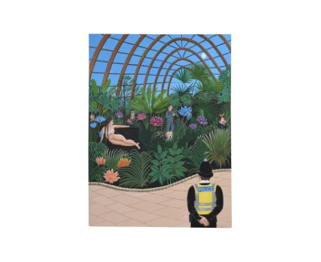 LYNN STURMAN (British b.?)
Winter Garden (In the Style of Rousseau)
England, 21st century
Acrylic on canvas, the vertical vie