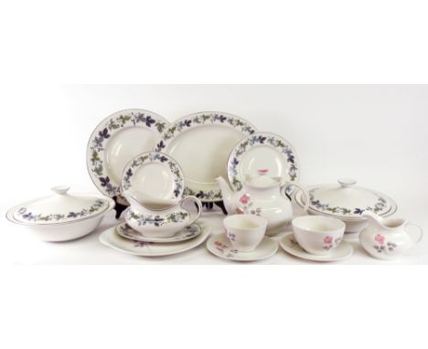 A Royal Doulton 'Burgundy' pattern dinner service, and a 'Pillar Rose' pattern tea service (qty).