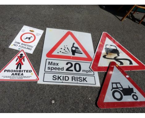 Parcel of warning signs for tractor, slippery road, prohibited area etc