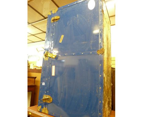 Vintage blue metal trunk